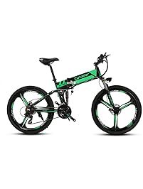 Extrbici XF700 Folding Electric Mountain Bike Bicycle for Adults Mens 17 X 26 Inch Full Suspension 250W Motor 36V Battery 21 Speeds eBike Power Off Mechanical Disc Brake and Smart Computer LCD Display