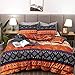LAMEJOR Duvet Cover Sets Queen Size Bohemia Exotic Pattern Vibrant Color Luxury Soft Bedding Set Comforter Cover(1 Duvet Cover+2 Pillowcases) Orange/Teal Purple