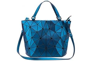 Kbinter Geometric Luminous Purses and Handbags Shard Lattice Eco-Friendly Artificial Leather Rainbow Holographic Purse (Blue)