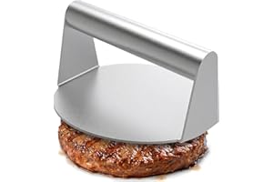 Stainless Steel Burger Press, 5.5 Inch Round Smasher,Non-Stick Smooth Hamburger Press,Flat Bottom Without Ridges, for Cooking