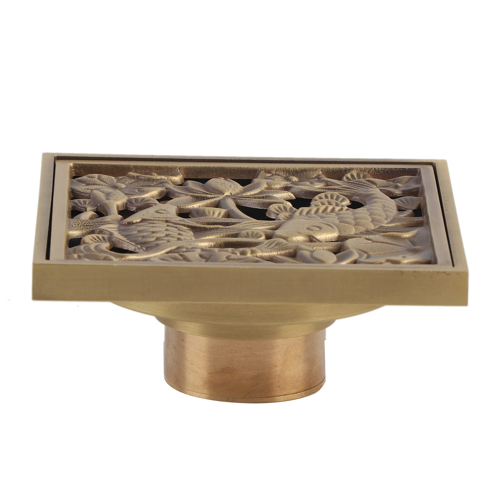 10 cm Floor Drain Cover, Antique Brass, Waste Strainer Grate, for Bathroom Kitchen Laundry Garden Outdoor Use