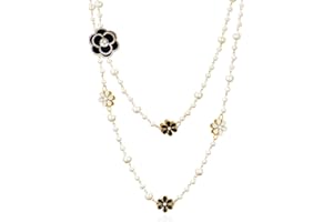 IDOKAWA 8MM Round Simulated Shell Pearl Strand Layered Necklace for Women, Dainty Multiple Strands Long Necklace for Party, Vintage Costume Jewelry