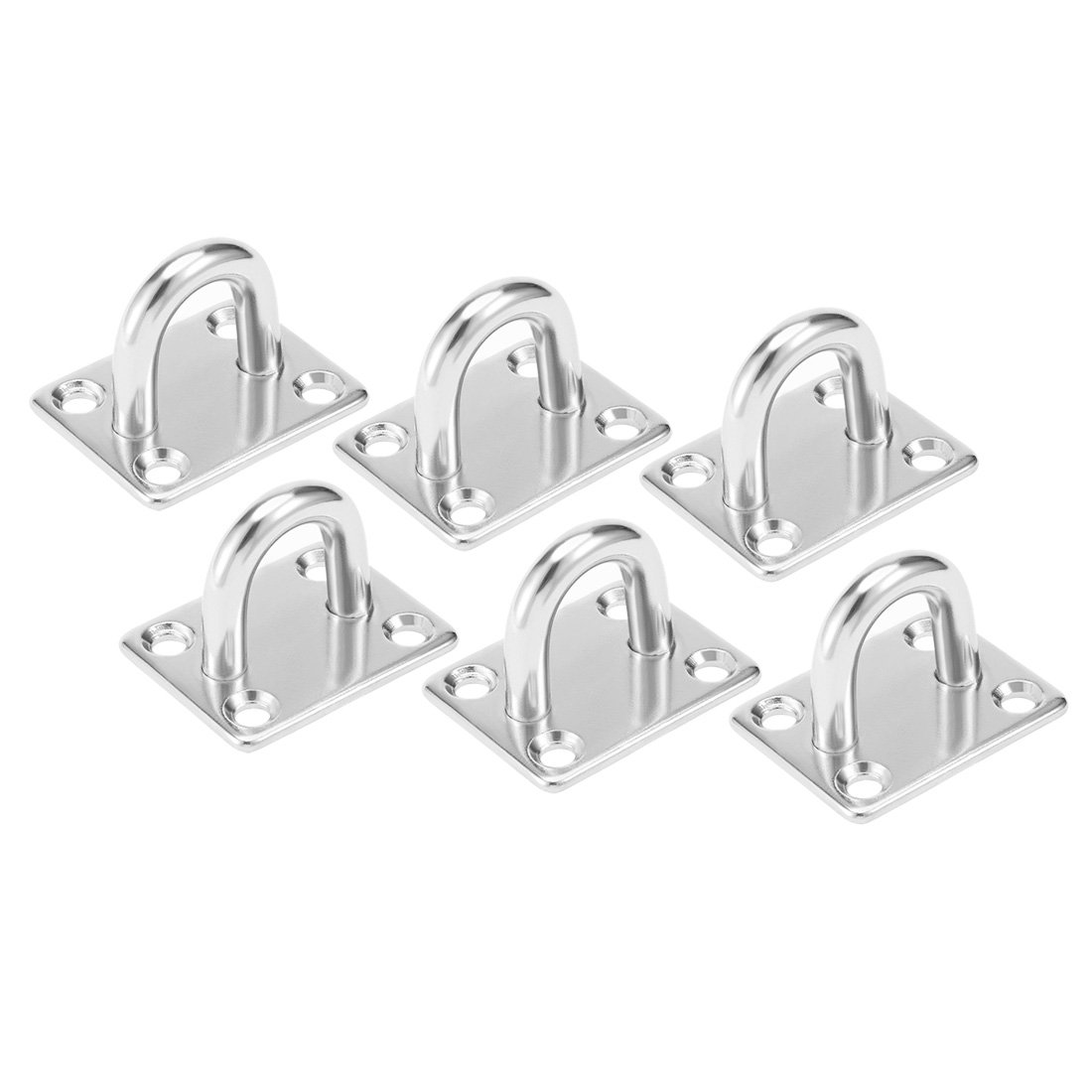 Sourcingmap 316 Stainless Steel 8mm Thick Ring Square Sail Shade Pad Eye Plate Boat Rigging 6pcs