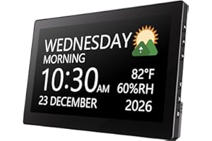 Raynic 10.1” Digital Calendar Clock – Dementia & Alzheimer Clock for Seniors with Date and Time, 20 Alarms & 20 Reminders, 12