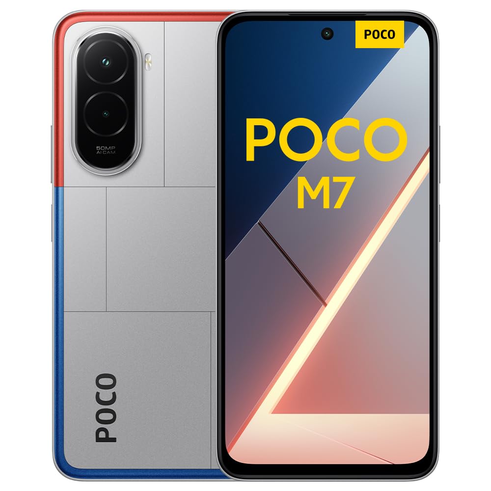 XIAOMI Poco M7, Smartphone 8+256GB, 6,9" FHD+ 144Hz Display, Snapdragon 685, 50MP AI-Zweifach-Kamera, 7000mAh, Silber