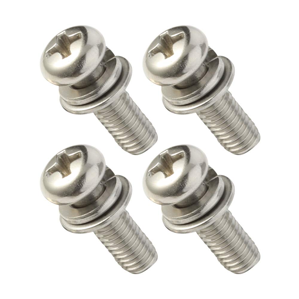 M6-1.0 x 25MM Phillips Pan Head Machine Screws Bolts Combine with Spring Washer and Plain Washers, 18-8 Stainless Steel(304), Quantity 20