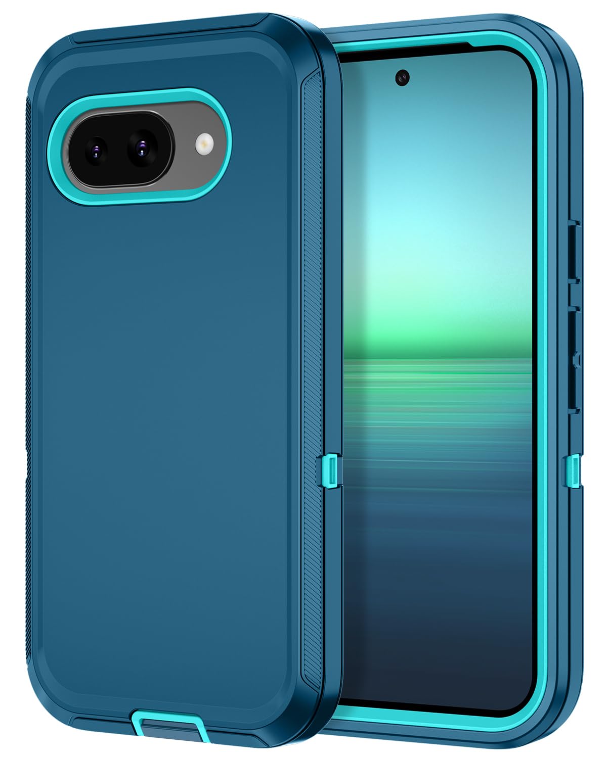 I-HONVA for Google Pixel 9A Case Shockproof Dust/Drop Proof 3-Layer Full Body Protection [Without Screen Protector] Rugged Heavy Duty Cover Case for Google Pixel 9A 6.3 inch,Turquoise