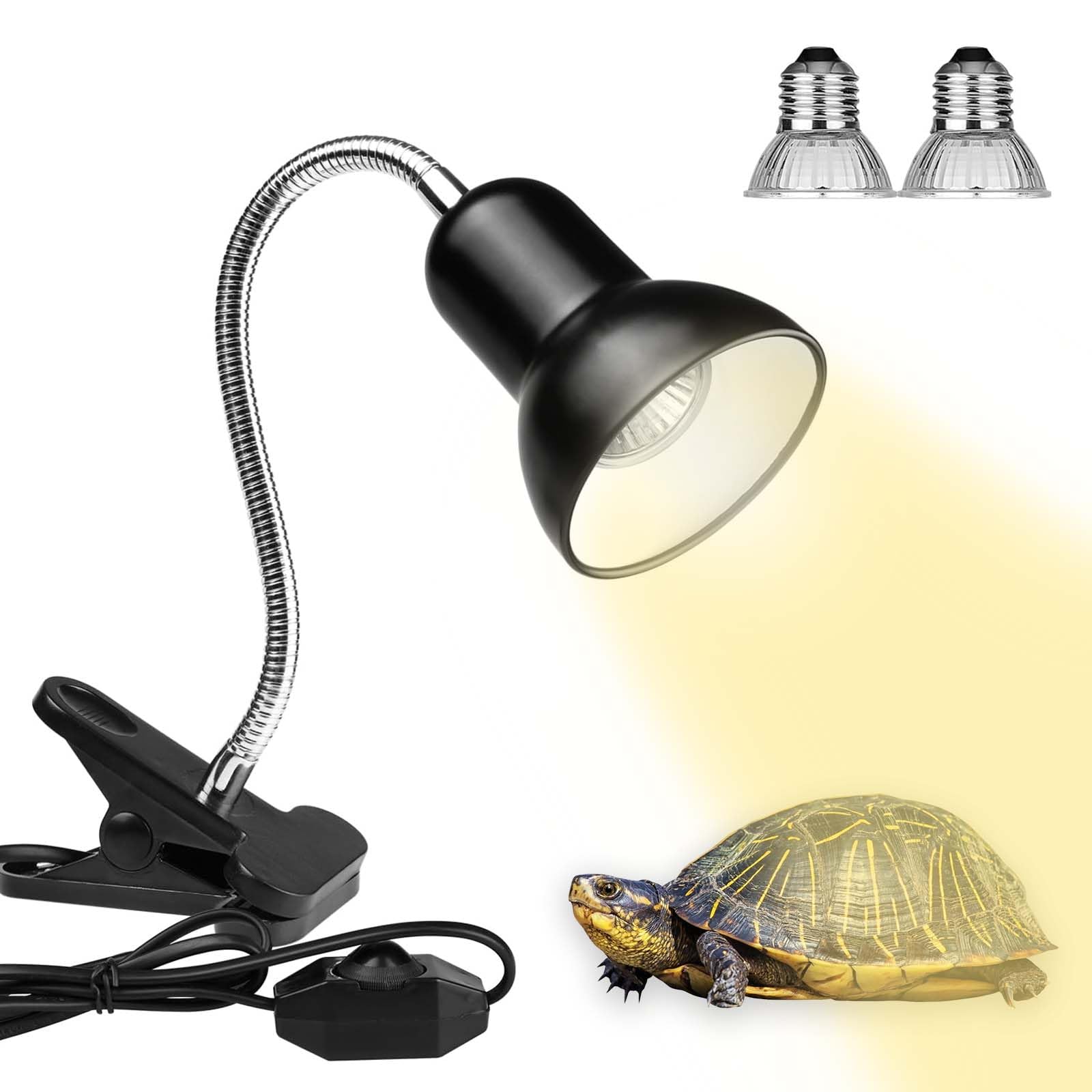 MetalNuts Tortoise-Spotlight-Terrarium Tortoise Heat Lamp - 2 Bulb 25W 50 W UVA UVB Light Lamp, Heat Spotlight Reptile Light Aquarium Basking Light with Holder