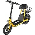 Gotrax A5 Electric Scooter with Seat for Adults, 15.5 Miles&15.5 Mph Power by 400W Motor, Dual Rear Shock Absorbers and 12" Pneumatic Tire for 220lbs, E Commuter Scooter with Carry Basket