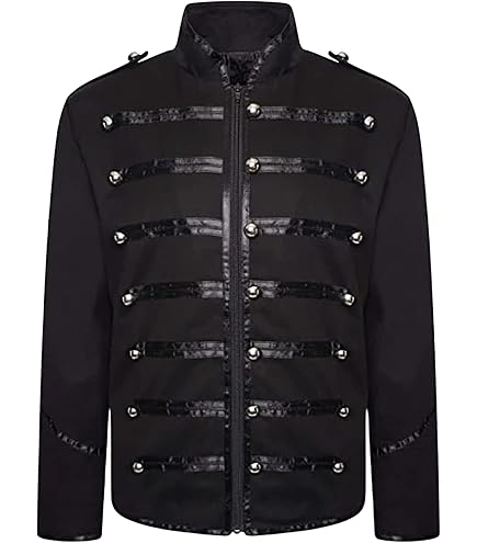 Ro Rox Black Parade Military Steampunk Gothic Jacket (Black, Men's