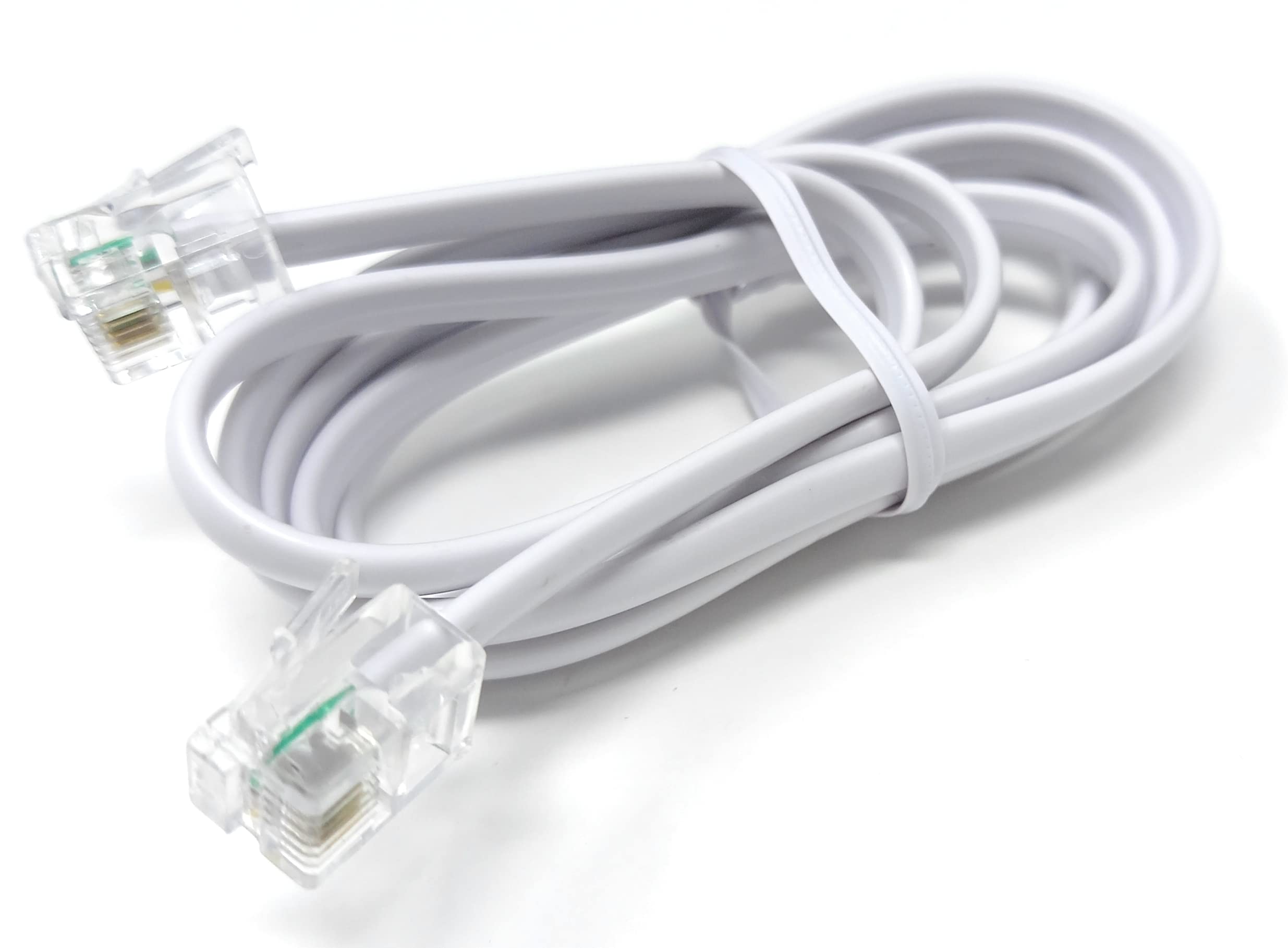 DRUT 1m, RJ11 to RJ11 Telephone Landline Cable ADSL (6P4C) Flat Lead High Speed BT Internet Broadband Male to Male Router, Modem, Phone Extension Wire (3.3ft, White)