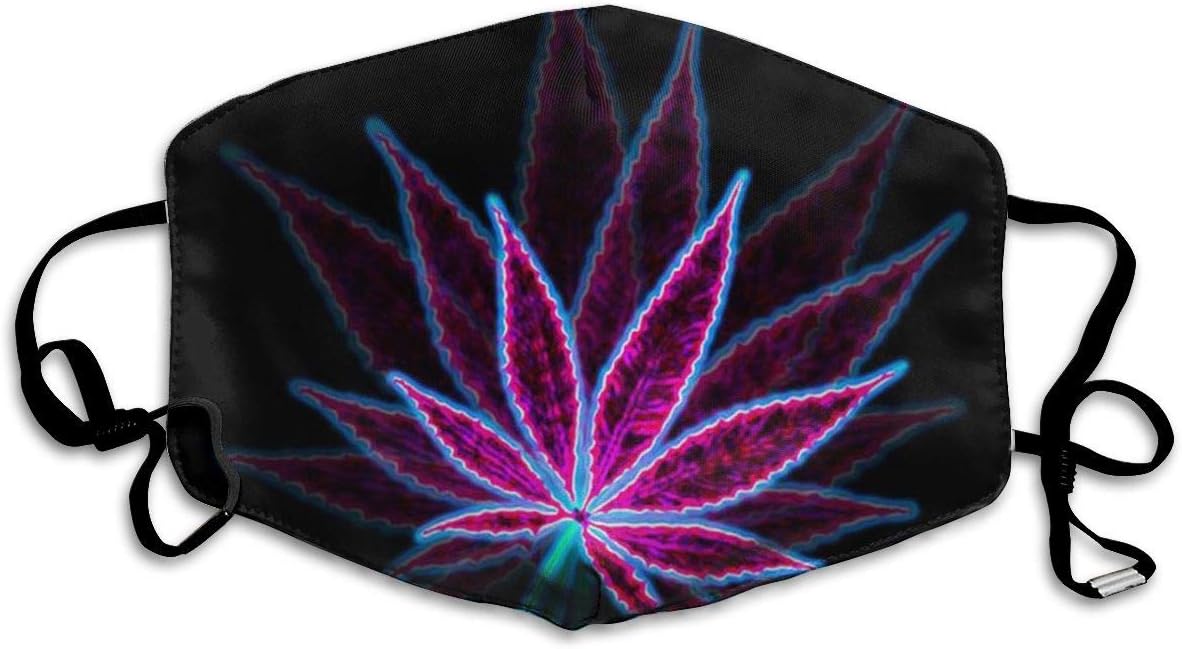 YongColer Premium Men Women Breathable Indoor Outdoor Half Face Mask - Adjustable Mask Psychedelic Purple Marijuana Weed Black