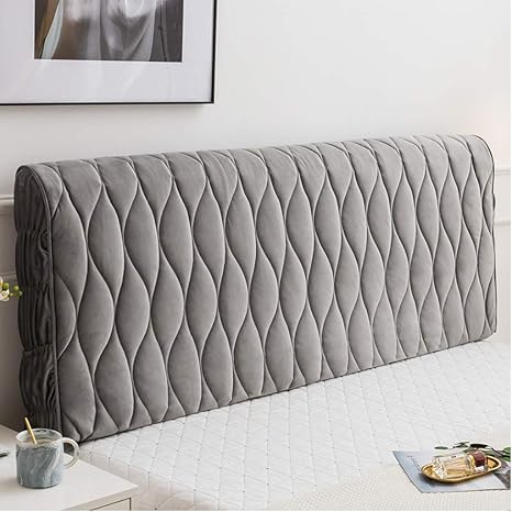 Obokidly Dustproof Bed Headboard Cover Slipcover with Quilted Velvet