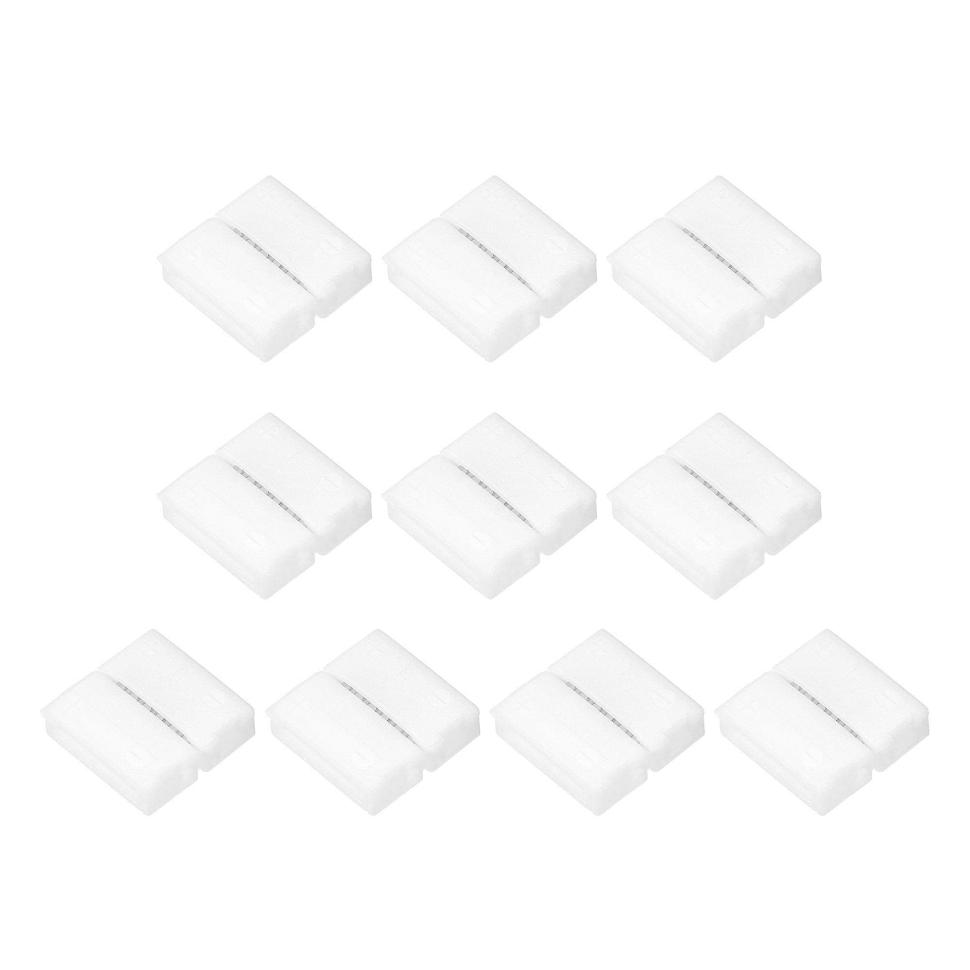 sourcing map 6 Pin 12mm 5050 LED Strip Light Solderless Gapless Connector White 10Pcs