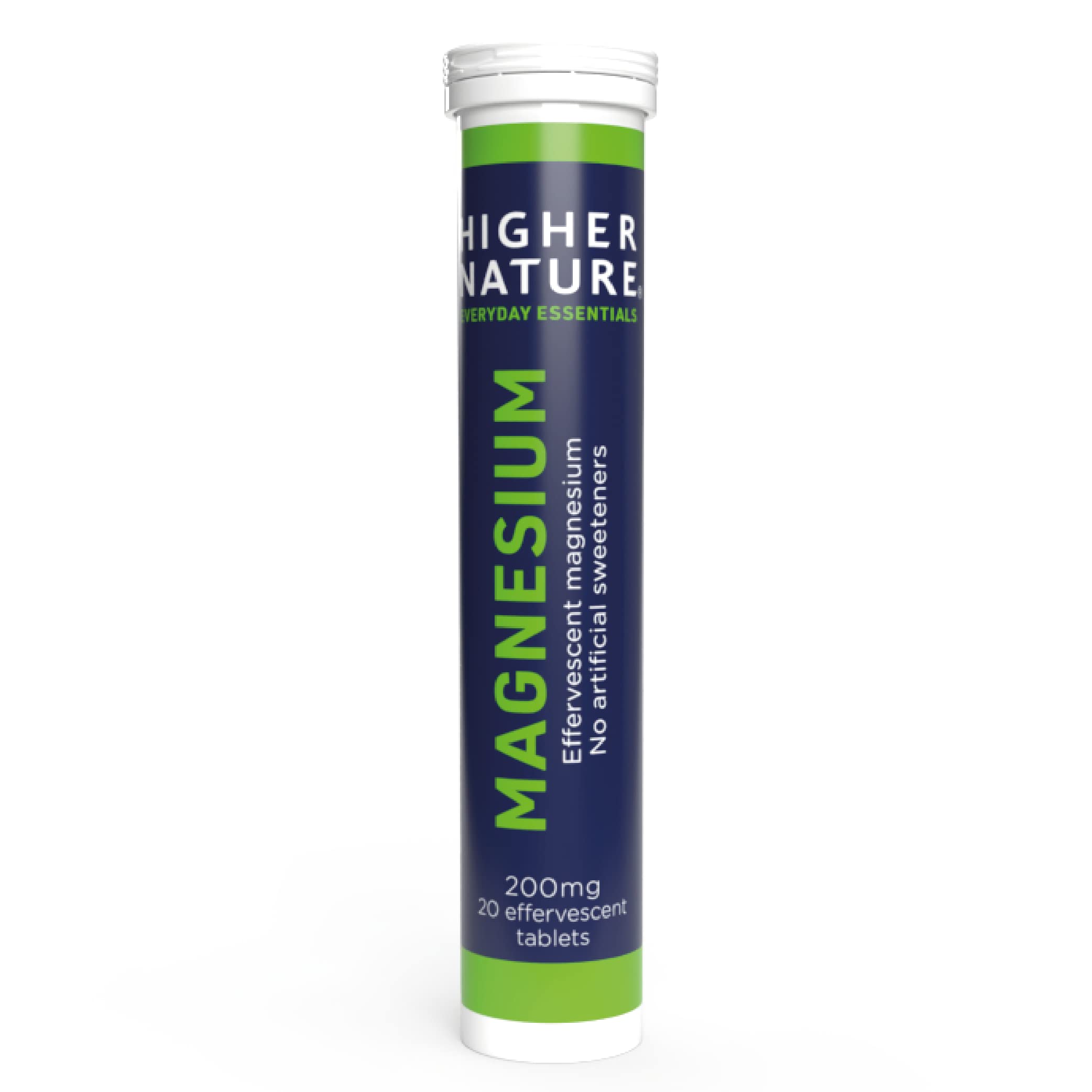 Higher Nature - Magnesium Effervescent - 200mg Magnesium Effervescent Supplement - Natural Orange Flavour - No Artificial Sweeteners - 20 Tablets