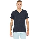 Bella + Canvas Unisex Jersey Short-Sleeve V-Neck T-Shirt XS NAVY SLUB