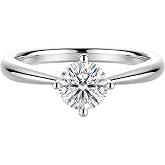 intuit geometrics Lab Grown Diamond Engagement Ring for Women | 1 CT, D Color, VVS Clarity, 10K Solid Gold, 4 Prong Solitaire, Promise Anniversary Wedding, White Gold
