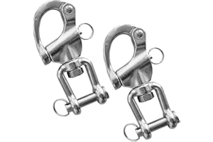 RANYUSS Pair of Swivel Eye Snap Shackle Quick Release Bail Rigging Sailing Boat Marine 316 Stainless Steel for Sailboat Spinnaker Halyard