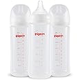 Pigeon PP Nursing Bottle Wide Neck, Anti-Colic, Streamlined Body, Natural Feel, Easy to Clean, 11.2 Oz (Pack of 3), Includes 3pcs L Nipples (6m+)