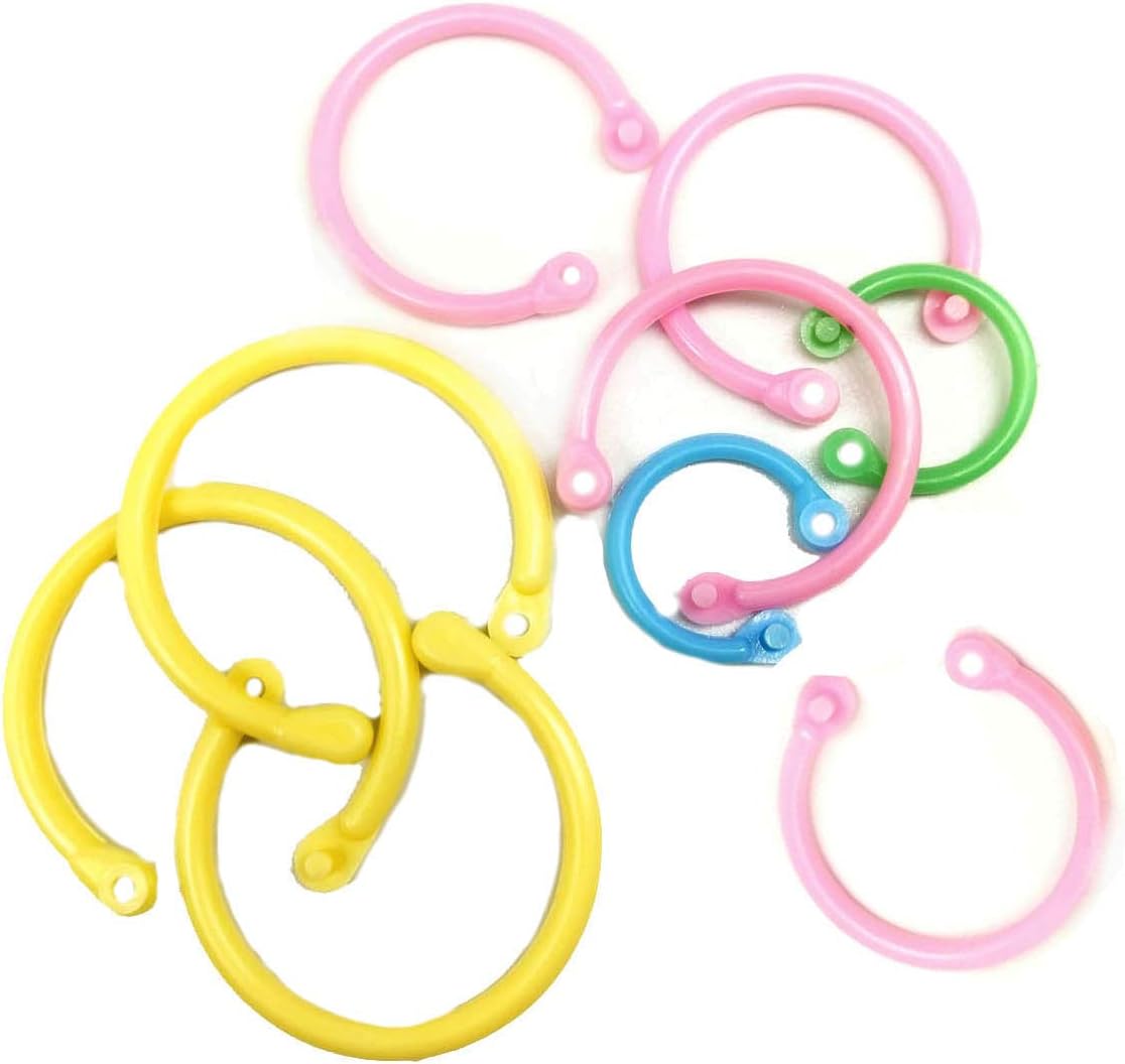 Upriver 110PCS Plastic Loose Leaf Rings, Multicolor Book Rings Flexible Plastic