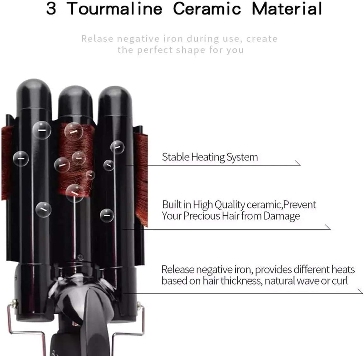 3 Barrel Curling Iron Ceramic Hair Waver Curler with LCD Temperature Display 22mm(0.9 inch) Hair Curling Wand Portable Hair Styler for Travel Heats Up Quickly with Heat Resistant Glove (Black): Health & Personal Care