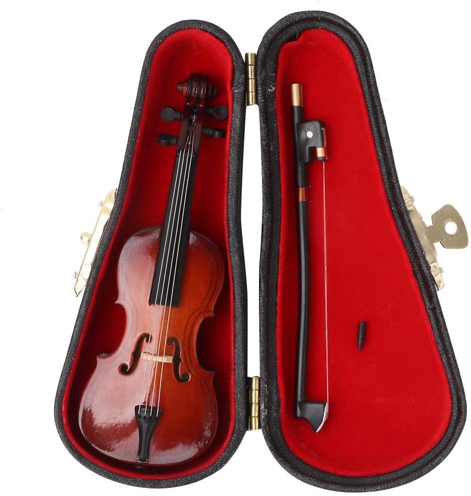 Stand & Gift Box Mini Musical Instrument Miniature Dollhouse Model Home DecorationInstrument Ornament Wooden Miniature Cello Replica with Bow Ornaments Ornaments - Image 3