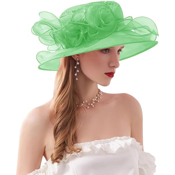 Womens Church Kentucky Derby Hat Wide Brim Tea Party Wedding  display picture 3