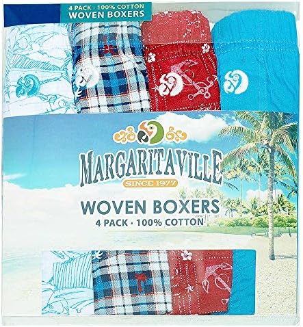 Margaritaville Men's 4 Pack Cotton Boxer Short,Blue Combo,X-Large