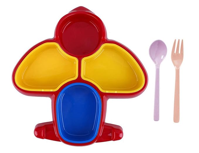Majik New Arrival Aeroplane Design Kid Food Tray, Snack Dish Set, Best for Kid Accessories, Multicolor, 15 Gram, Pack of 1