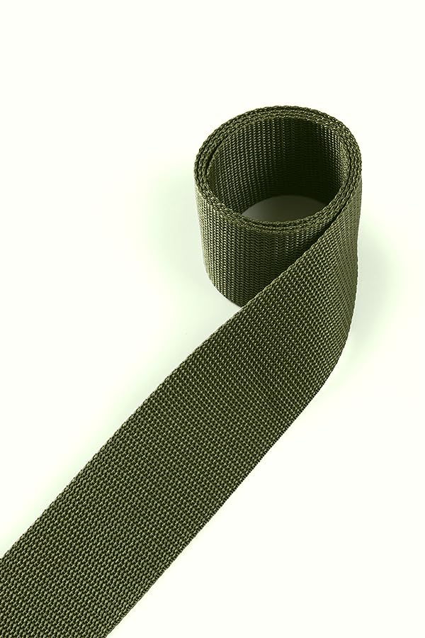 1buy3 Webbing made of polypropylene 50 mm wide, 12 metres long, Colour: 21 - Reed green | also 20mm, 25mm, 30mm or 40mm wide | in 4 metres or 12 metres | 30 colours