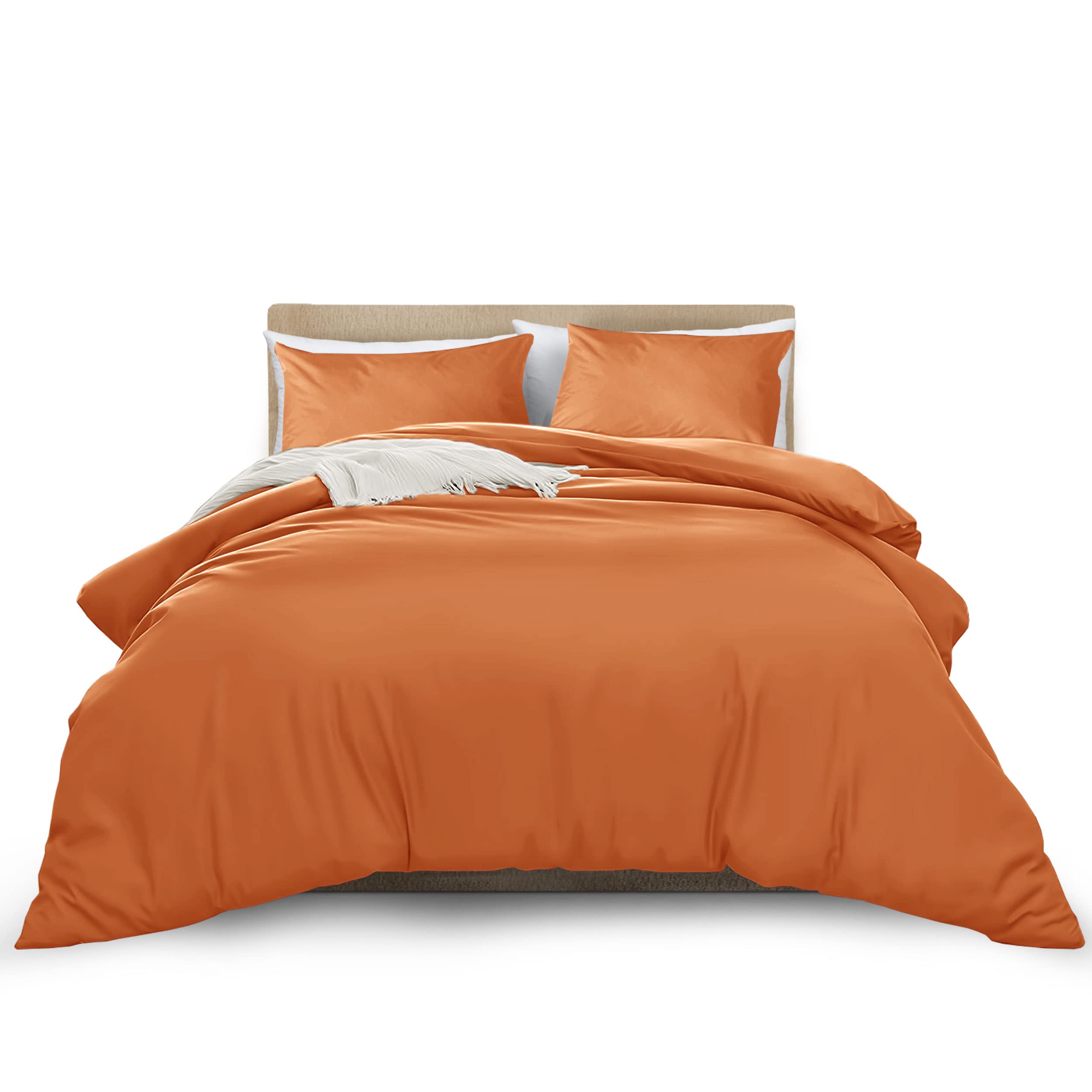 MOONLIGHT20015 Single Duvet Cover Set Rust Solid Soft Single Bedding Duvet Cover with 1 Matching Pillowcase