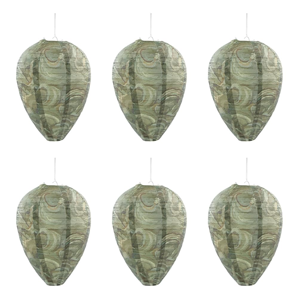 Wasp nest decoy,6 Pack Hanging Wasp Repellent Nests Dark Green Fake Wasp Nest Eco Friendly Imitation Wasp Nest for Home and Garden Outdoors