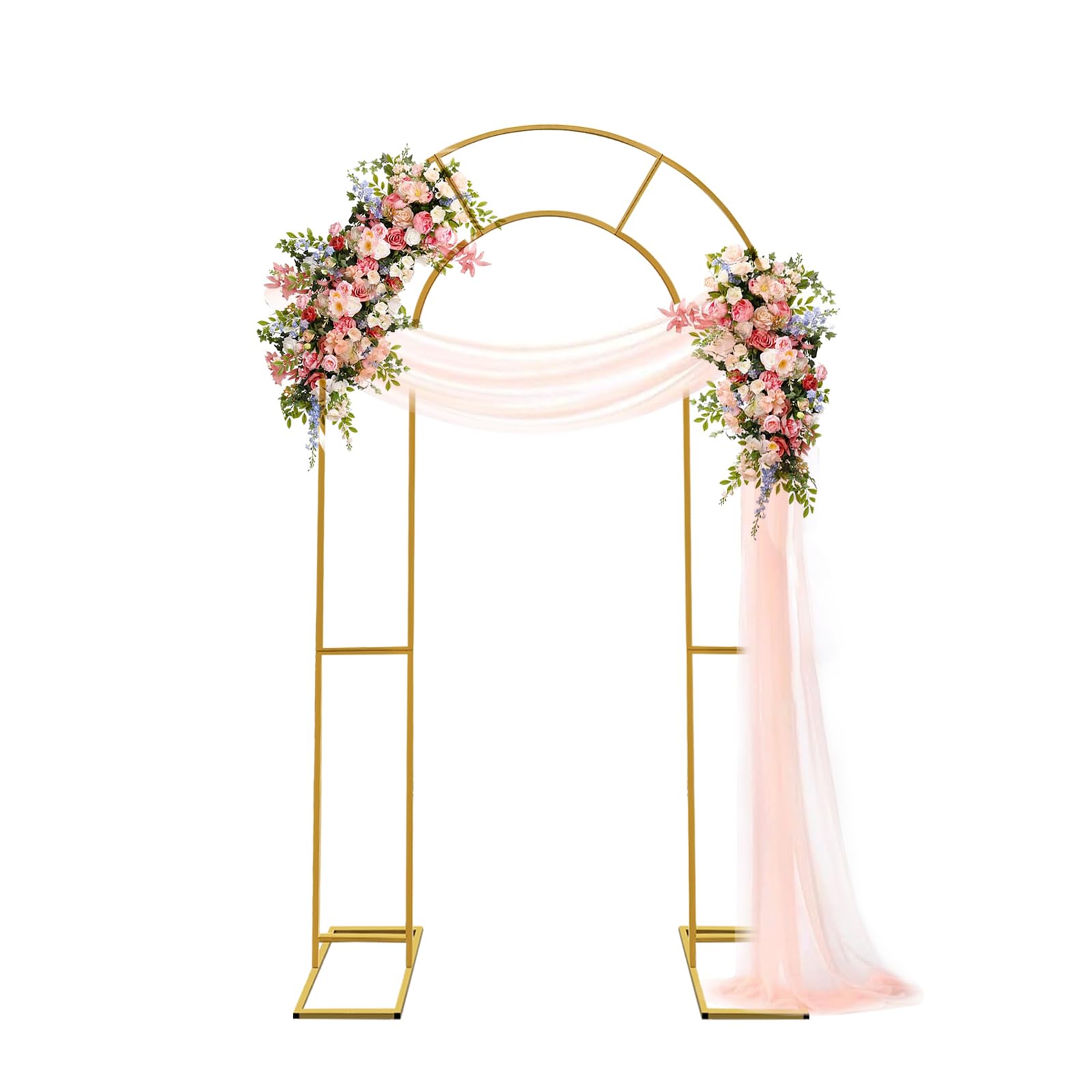 Photo 1 of (PARTAL SET) ZpigToor Double Arch Backdrop Stand Metal Open Arch Backdrop Frame U Shaped Wedding Arches for Ceremony Baby Shower Garden Birthday Party Decoration (Gold, 6.6FT×3.3FT)
