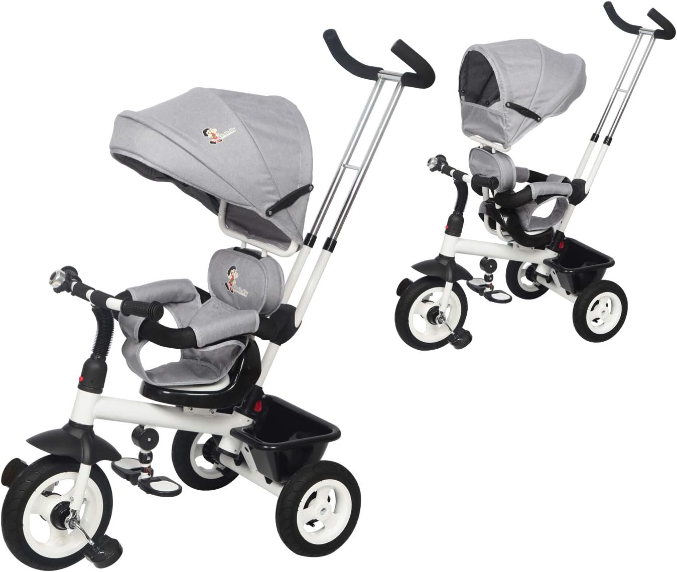 Diroan Baby Tricycle, 6-in-1 Kids Trike & Stroller with Adjustable Push Handle, Removable Canopy, Safety Harness for 8 Months - 6 Year Old