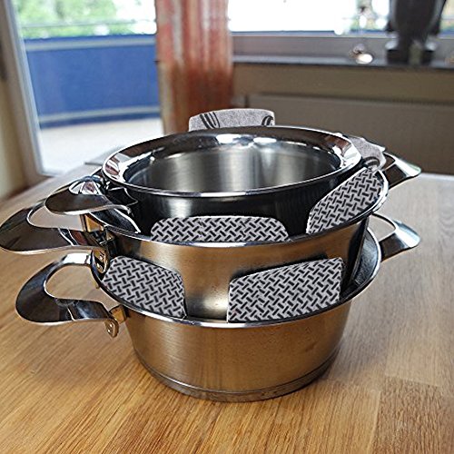 Cookware Guards, Dayree Pot and Pan Protectors Washable Soft Fibers Antiskid Cookware Protector Set of 12, 3 Sizes, 4PCS Per with 6Pcs Free Coasters