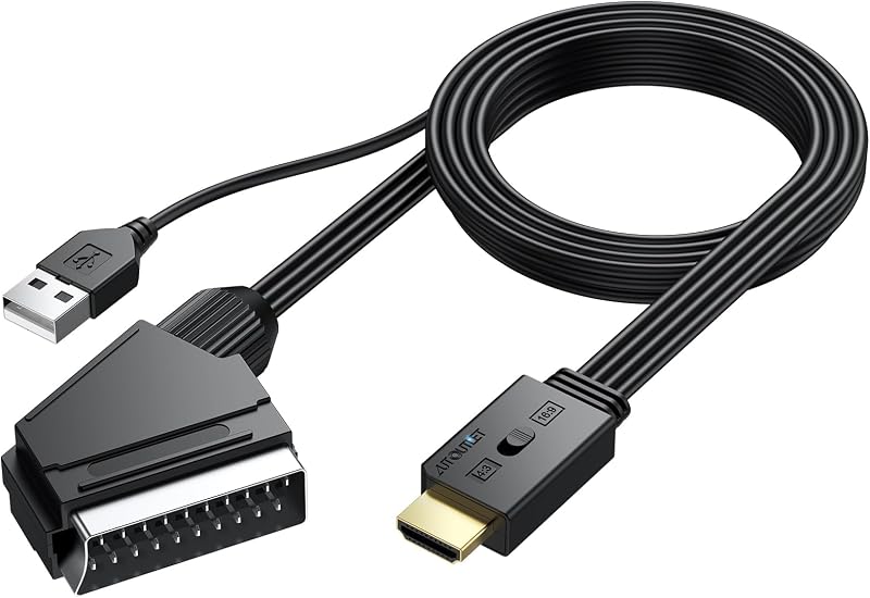 AUTOUTLET SCART to HDMI Converter 1080P 4:3 16:9 150cm Cable PAL/NTSC