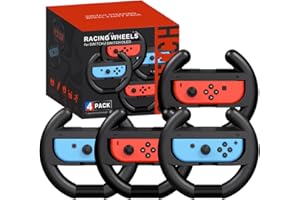 PURBHE Switch Steering Wheel for Mario Kart 8 Deluxe, Nintendo Switch Racing Wheel Accessories for Joycon, 4 Pack Steering Wheel Ideal Gift for Mario Kart 8 Games