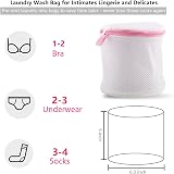 flintronic 3 x Cylindrical Laundry Bags with Zip - Mesh Washing Net Set view 4