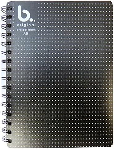 A5 Wirebound Project Notebook - "B Original" Black - 4 Dividers - 200 Pages – Ruled - Size 8.3 x 5.8