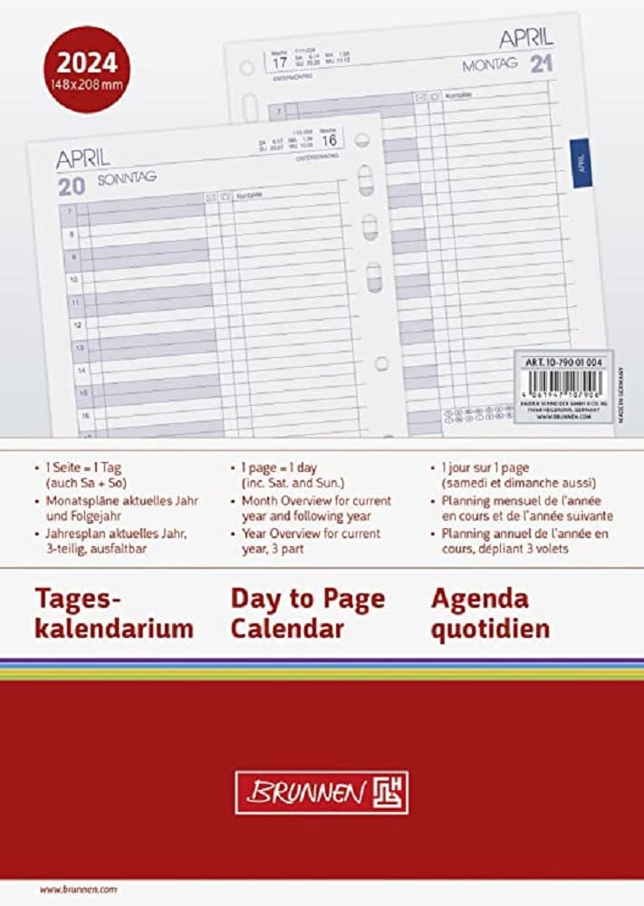 BRUNNEN Business 2024 Daily Calendar 1 Page = 1 Day A5 White