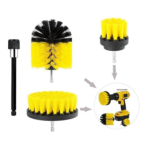 99native 4PCS Bohrmaschine Bürstenaufsatz,Bohrbürsten Befestigung Scrubber Reinigung Kit Bürste für Autodusche/Fliesenräder/T
