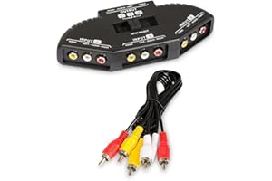 Fosmon Technology 3-Way Audio/Video RCA Switch Selector/Splitter Box & AV Patch Cable for Connecting 3 RCA Output Devices to 