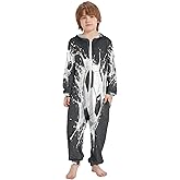 AEZODI Soccer Ball Onesie Pajamas Zip Up One Piece Sleepwear Hooded Jumpsuits