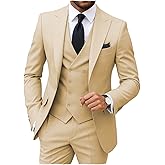 MoranX Men's Suits Regular Fit 3 Pieces Double Breasted Formal Business Tuxedos Blazer Vest Pants for Wedding Grooms