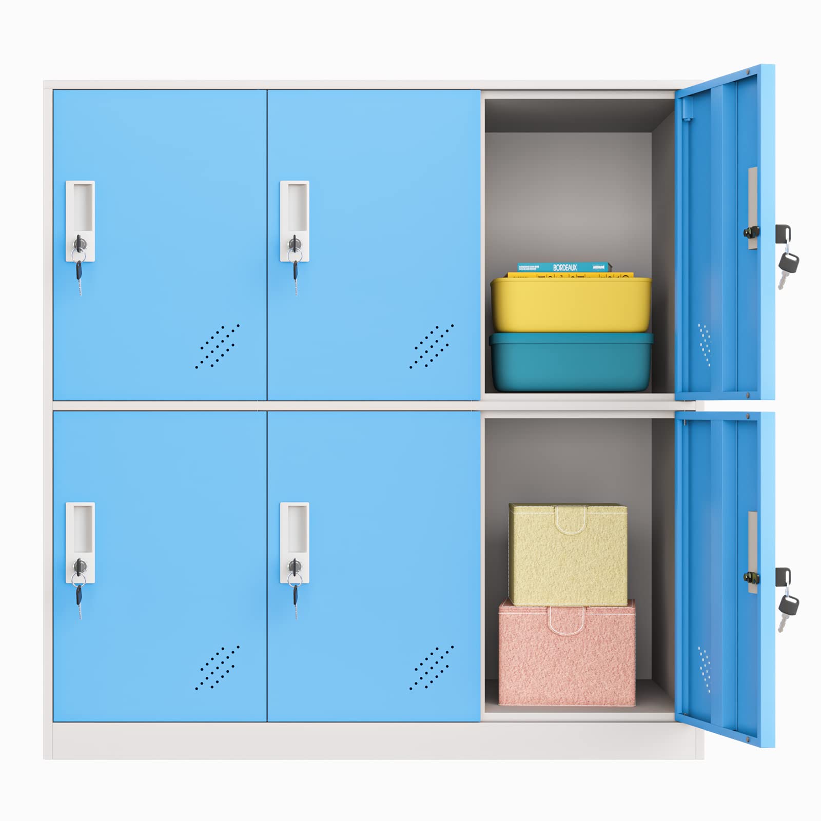 MECOLOR 6 Door Metal Kids Locker Cabinet Using in School and Office Storage for Bag Toy and Cloth (Blue, 6D)
