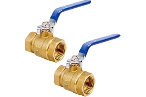 QUIRKMYN 1" NPT 2PCS Full Port Forged Brass Ball Valve, Full Port Heavy Duty Brass Ball Valve Shut Off Switch for Water and Oil