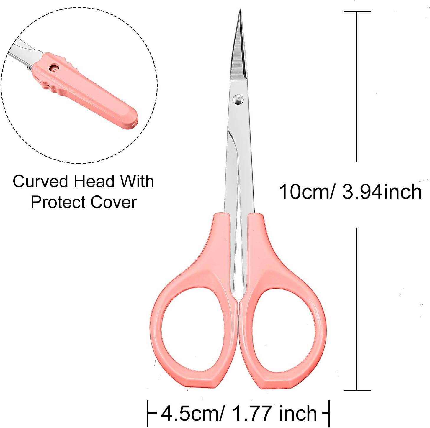 2 Pack Curved Craft Scissors Small Scissors Beauty Eyebrow Scissors Stainless Steel Trimming Scissors for Eyebrow Eyelash Extensions, Facial Nose Hair, 4 Inch (Pink): Home Improvement