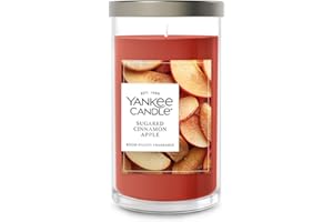 Yankee Candle Medium Pillar Scented Candle with up to 115 Hour Burn Time, Premium Plant Wax Blend for Consistent Burn, 14.25 oz Pillar Candle with Room Filling Fragrance, Sugared Cinnamon Apple