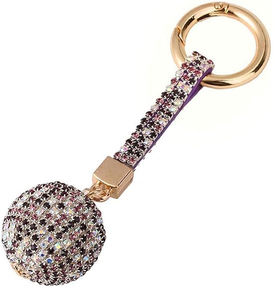 Fashion Rhinestone Cute Leather Ball Keychain Charm Pendant Purse Bag Key Ring Keychain,Red