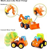HOLA 4 Pack Friction Power Digger Trucks Set for Toddlers 1 Year Old Boys view 2